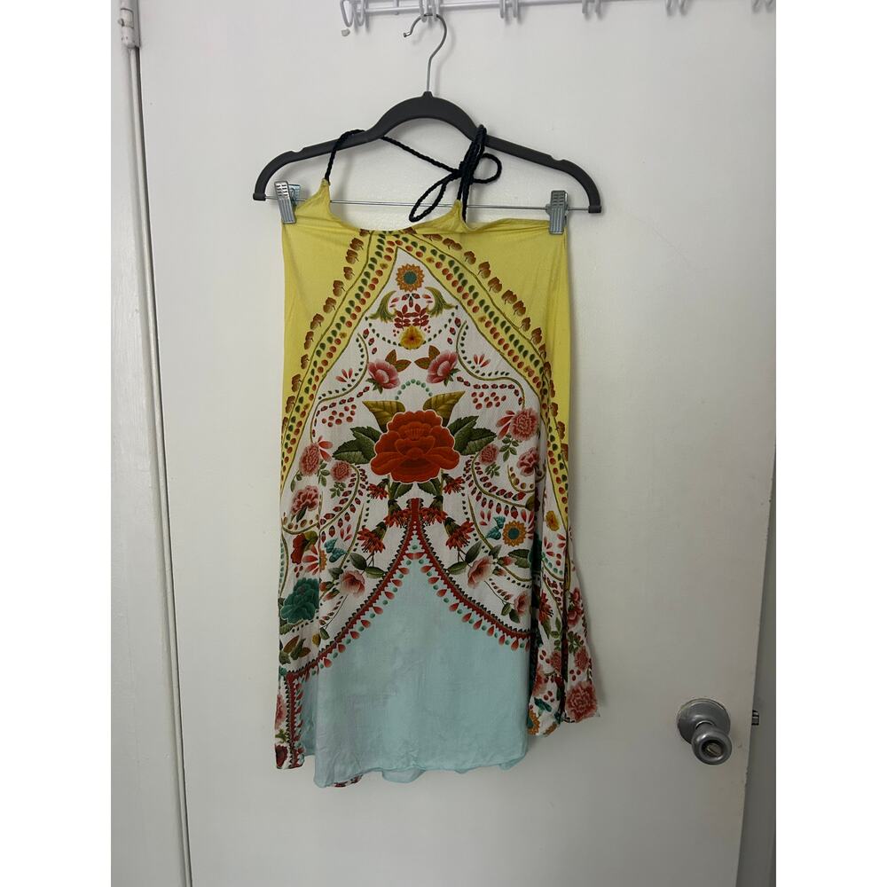 FARM Rio Yellow, Red & Light Blue Floral Halter Midi Dress - Picture 2 of 9